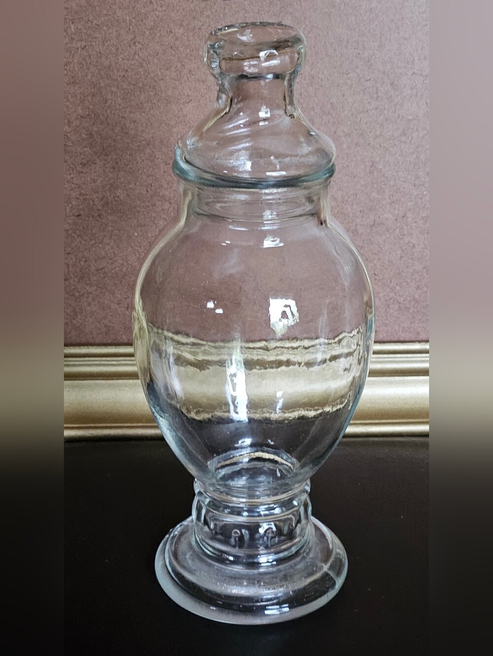 Vintage Apothecary Candy Jar w Lid Clear Glass Ribbed